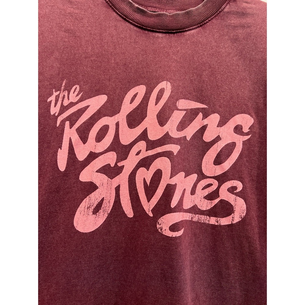 The Rolling Stones Cotton On Graphic Tee Shirt Boxy Oversized Burgundy XXS Merch - Picture 2 of 6